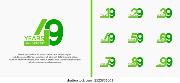 anniversary logo style set with green color can be use for celebration moment