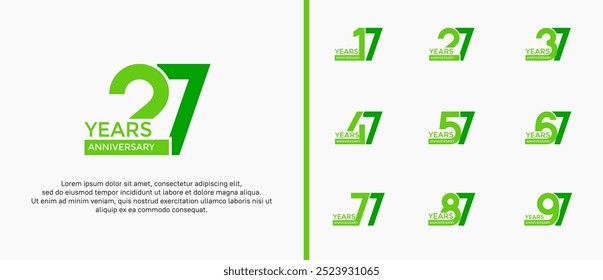 anniversary logo style set with green color can be use for celebration moment