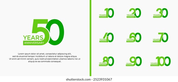 anniversary logo style set with green color can be use for celebration moment