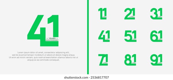 anniversary logo style set with green color can be use for celebration moment