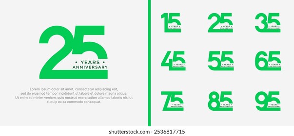 anniversary logo style set with green color can be use for celebration moment