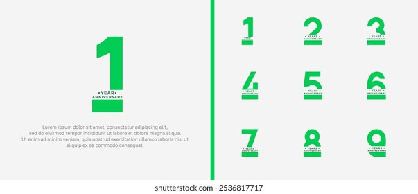 anniversary logo style set with green color can be use for celebration moment