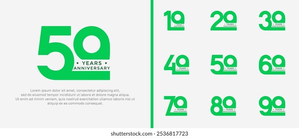 anniversary logo style set with green color can be use for celebration moment