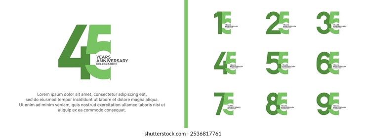 anniversary logo style set with green color can be use for celebration moment