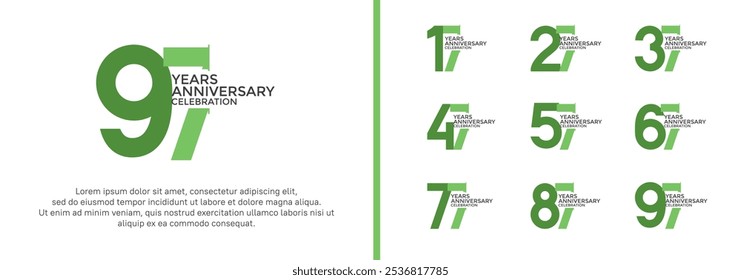 El estilo del logotipo del aniversario fijado con el color verde se puede utilizar para el momento de la celebración