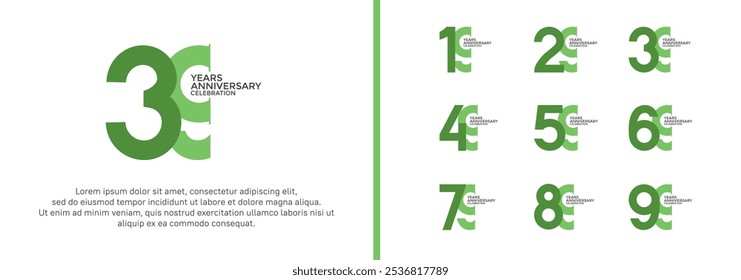 anniversary logo style set with green color can be use for celebration moment