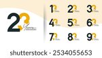 anniversary logo style set with orange and black color can be use for celebration moment
