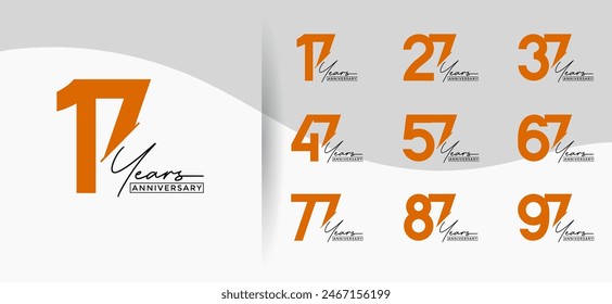 anniversary logo style set with orange color can be use for celebration moment