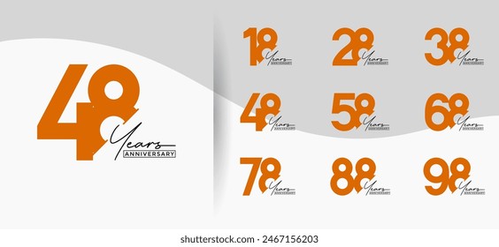 el estilo del logotipo del aniversario establecido con el color naranja se puede utilizar para el momento de la celebración