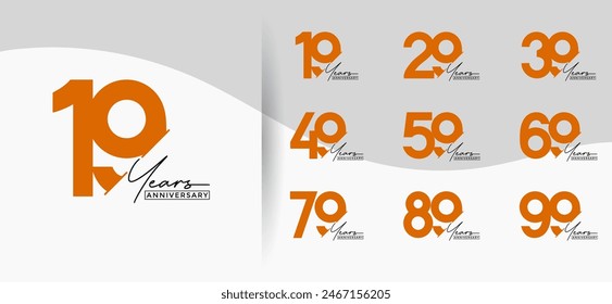 el estilo del logotipo del aniversario establecido con el color naranja se puede utilizar para el momento de la celebración