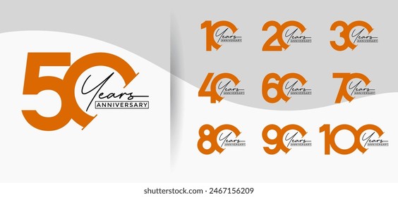 el estilo del logotipo del aniversario establecido con el color naranja se puede utilizar para el momento de la celebración