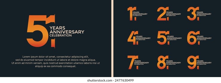 el estilo del logotipo del aniversario establecido con el color naranja se puede utilizar para el momento de la celebración