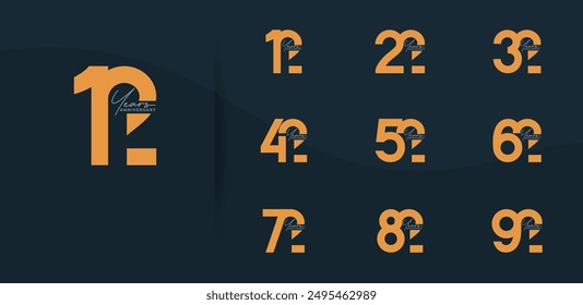 el estilo del logotipo del aniversario establecido con el color naranja se puede utilizar para el momento de la celebración
