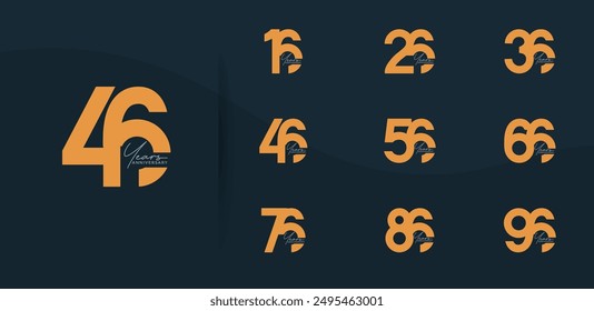 anniversary logo style set with orange color can be use for celebration moment