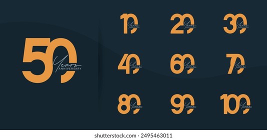 anniversary logo style set with orange color can be use for celebration moment