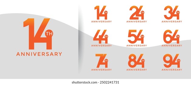 anniversary logo style set with orange color can be use for celebration moment