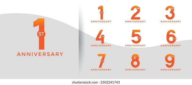 anniversary logo style set with orange color can be use for celebration moment