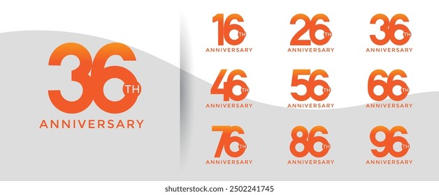 anniversary logo style set with orange color can be use for celebration moment