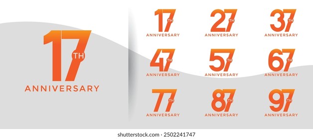 anniversary logo style set with orange color can be use for celebration moment