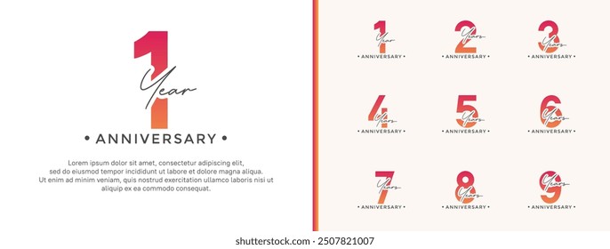 anniversary logo style set with orange color can be use for celebration moment