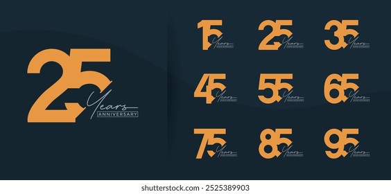 anniversary logo style set with orange color can be use for celebration moment