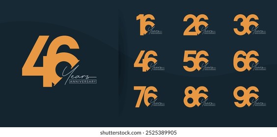 anniversary logo style set with orange color can be use for celebration moment