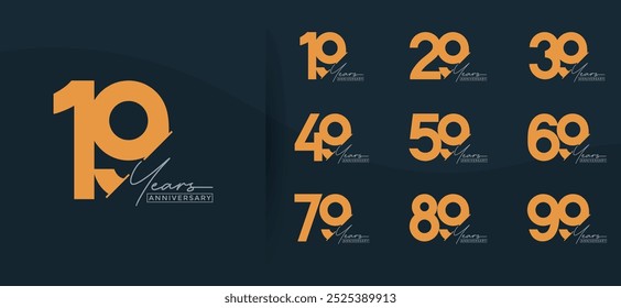 anniversary logo style set with orange color can be use for celebration moment