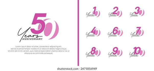 anniversary logo style set with purple and pink color can be use for celebration moment