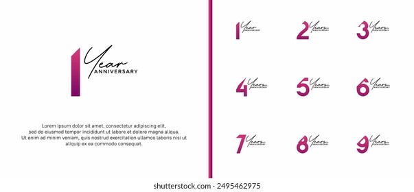 anniversary logo style set with purple color can be use for celebration moment