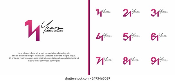 anniversary logo style set with purple color can be use for celebration moment