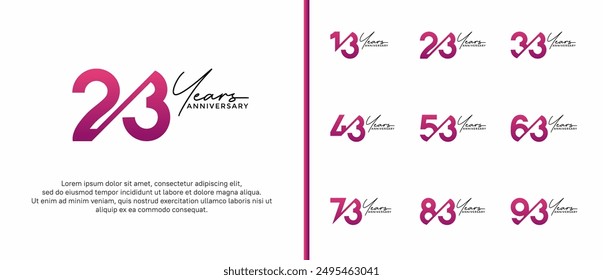 anniversary logo style set with purple color can be use for celebration moment