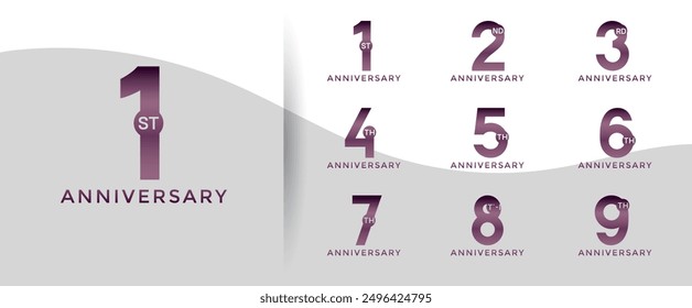 anniversary logo style set with purple color can be use for celebration moment