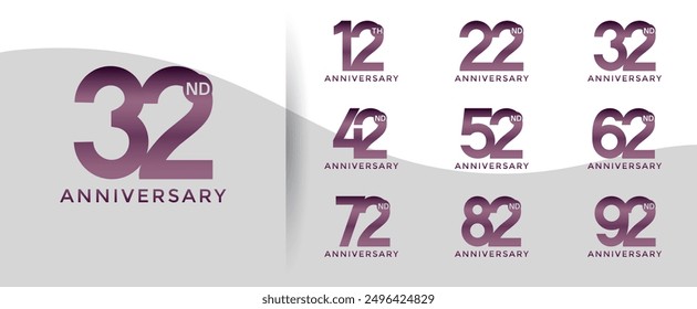 anniversary logo style set with purple color can be use for celebration moment