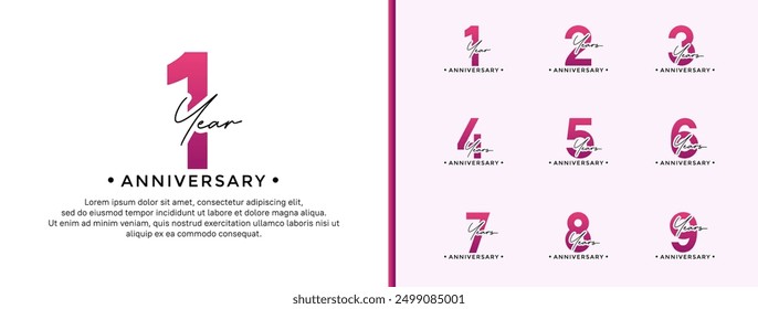anniversary logo style set with purple color can be use for celebration moment