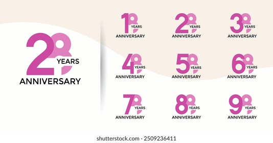 anniversary logo style set with purple color can be use for celebration moment