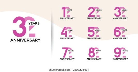 anniversary logo style set with purple color can be use for celebration moment