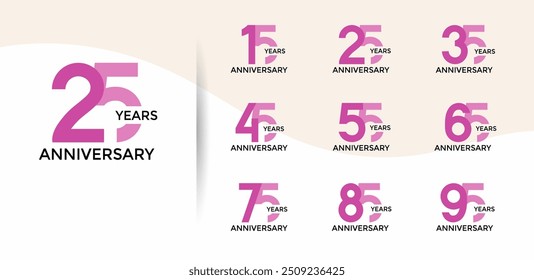 anniversary logo style set with purple color can be use for celebration moment