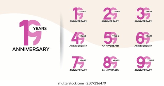 anniversary logo style set with purple color can be use for celebration moment