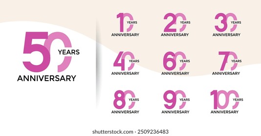 anniversary logo style set with purple color can be use for celebration moment