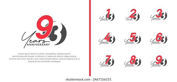 anniversary logo style set with red and black color can be use for celebration moment