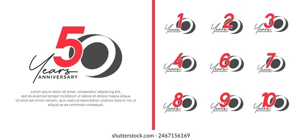 anniversary logo style set with red and black color can be use for celebration moment