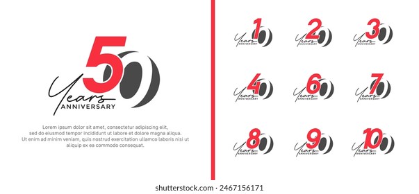 el estilo del logotipo del aniversario establecido con el color rojo y negro se puede utilizar para el momento de la celebración