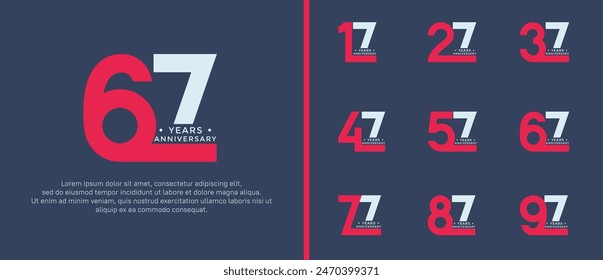 anniversary logo style set with red and white color can be use for celebration moment