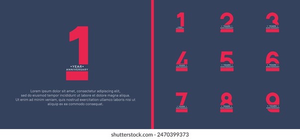 anniversary logo style set with red and white color can be use for celebration moment