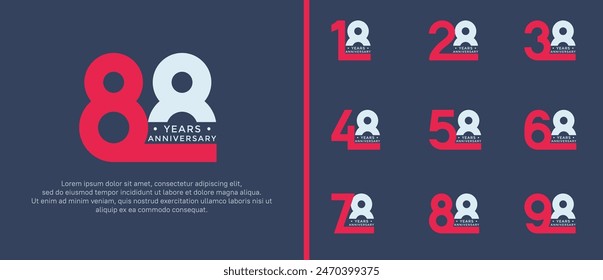 anniversary logo style set with red and white color can be use for celebration moment