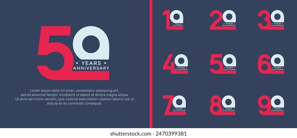 el estilo del logotipo del aniversario establecido con el color rojo y blanco se puede utilizar para el momento de la celebración