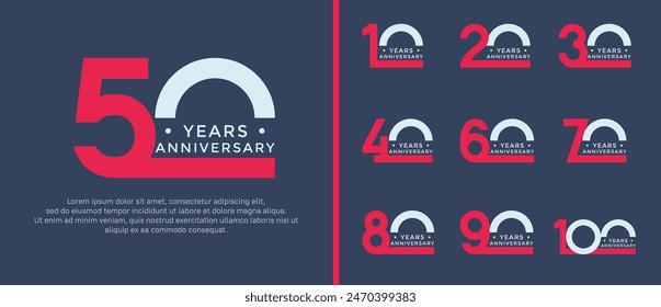 anniversary logo style set with red and white color can be use for celebration moment