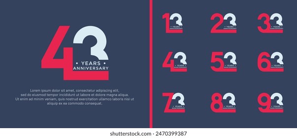 anniversary logo style set with red and white color can be use for celebration moment