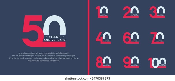 anniversary logo style set with red and white color can be use for celebration moment