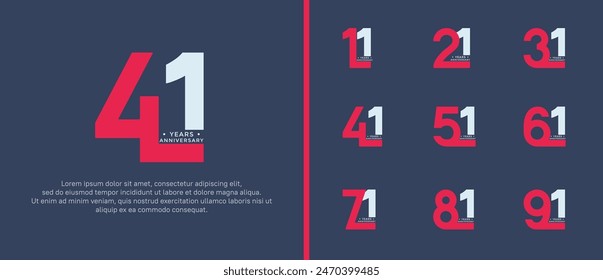 anniversary logo style set with red and white color can be use for celebration moment